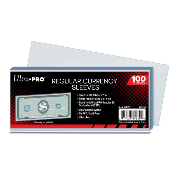 Ultra Pro Regular Currency Sleeves - PACK OF 100